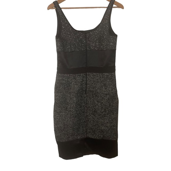 Narciso Rodriguez knee length black and white satin and tweed sleeveless dress - Picture 3 of 6